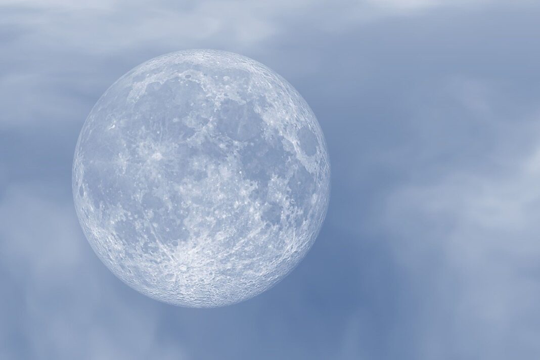 moon, darling, nature, full moon, clouds, the moon, blue sky, atmosphere