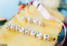 How To Reduce Thyroid-Related Weight Gain in 42 Days with Iodine-Rich Foods Symbolic image of diabetes prevention message with pineapple and insulin syringes.